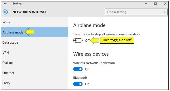 飛行機モード（Windows 10）をオフにするにはどうすればよいですか？トラブルシューティング