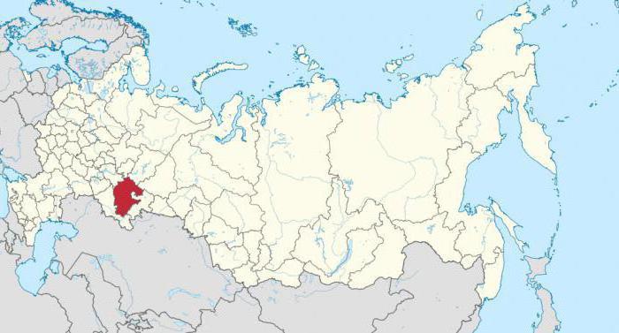 ロシアの地図上のウファ