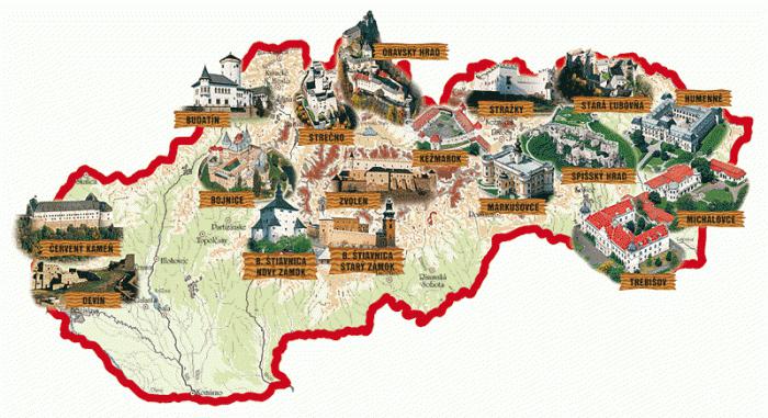 スロバキアの地図上のロック